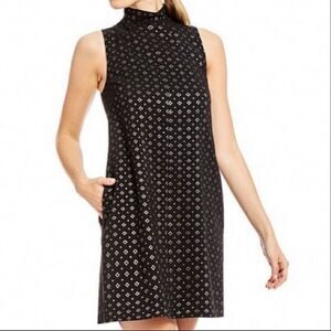Daniel Cremieux Dress Riley Black Gold Metallic Jacquard Shift with Pockets S 10